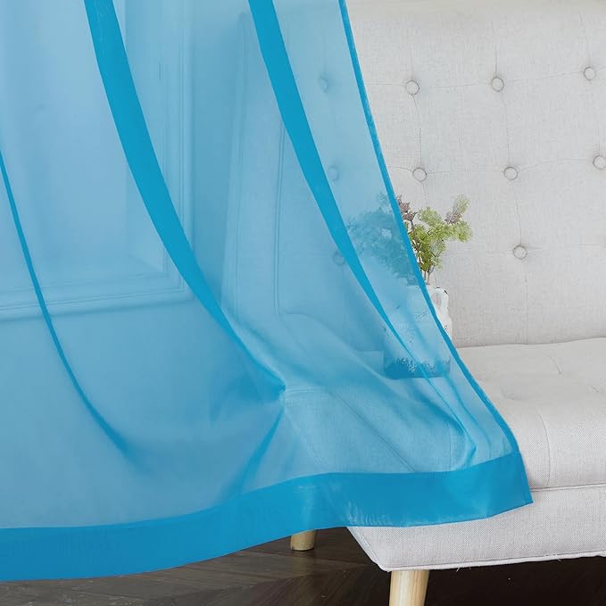 NICETOWN Voile Sheer Teal 90 inch Curtains - Image 6