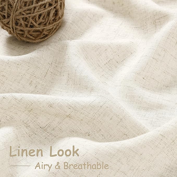 Warm Beige Linen Curtains 63 Inches Long 2 Panel Sets - Image 4