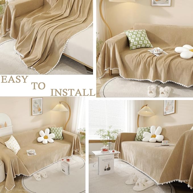 HANDONTIME Khaki Loveseat Covers Couch Cover - Image 6