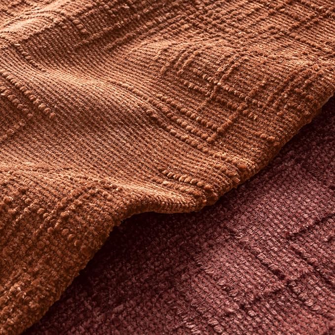 MIULEE Chenille Textured Fall Euro Throw Pillow Covers Burnt Orange 26x26 | Set - Image 7