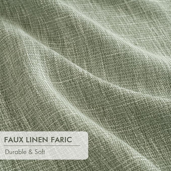 MIULEE Sage Green Pinch Pleated 100% Blackout Linen Curtains 40x108 Inches | - Image 6