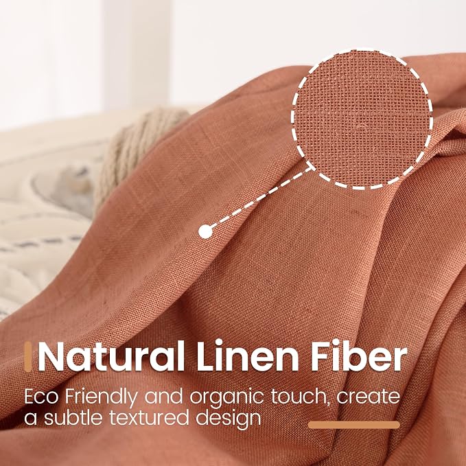 BGment Linen Semi Sheer 80 Inch Curtains - Image 3
