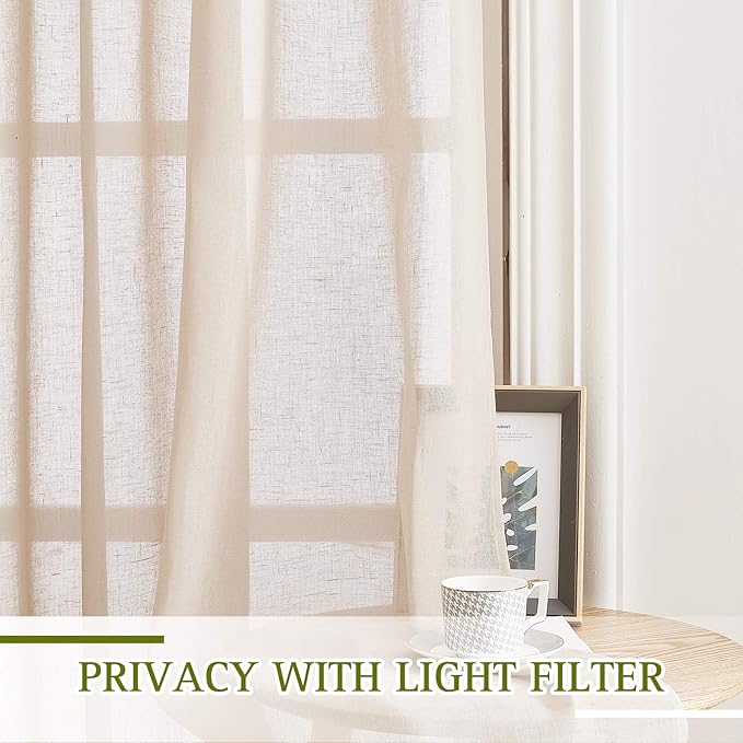 NICETOWN Sliding Door Curtains Linen Sheer Textured, Grommet Semi Sheer Keep - Image 5