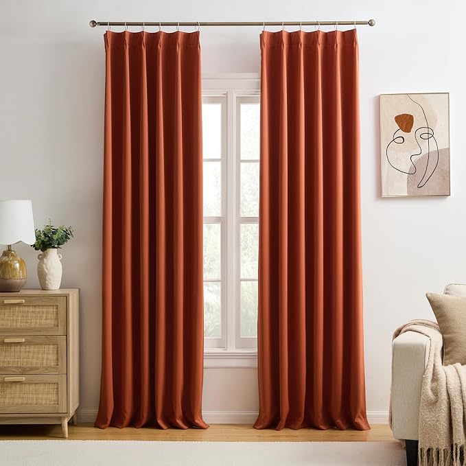 Long Copper Blackout Burnt Orange Curtains by KEQIAOSUOCAI