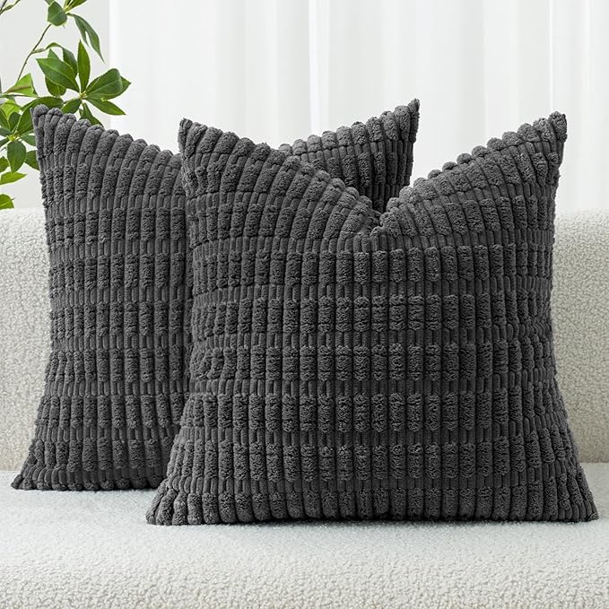 MIULEE Pack of 2 Corduroy Decorative Throw Pillow Covers 18x18 Inch Soft Boho by MIULEE