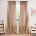 Nanspring Peach Linen Curtains 102 Inches Long Rod Pocket Back Tab Drapes 2 by Nanspring