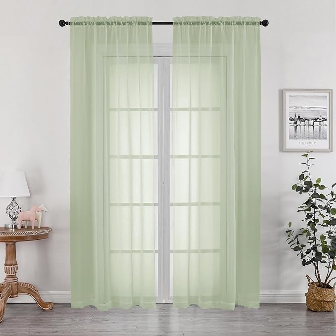 OWENIE Sheer Curtains 84 inches Long 2 Panels Set by OWENIE