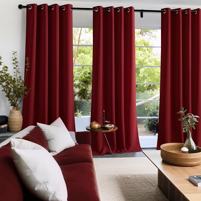 NICETOWN Room Darkening Draperies Curtains Panels, 2 Panels Burgundy Red W52 x - Image 3