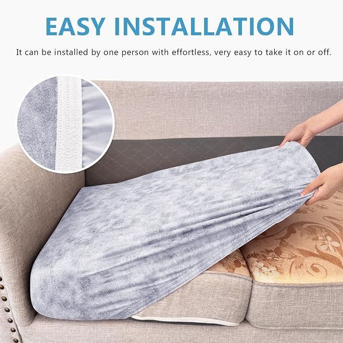 Leather Look Couch Cushion Covers Sofa Seat Slipcovers Sets Couches Furniture - Image 6