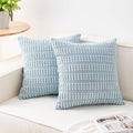 Pack of 2 Corduroy Decorative Throw Pillow Covers 22x22 Inch Soft Striped by Unknown