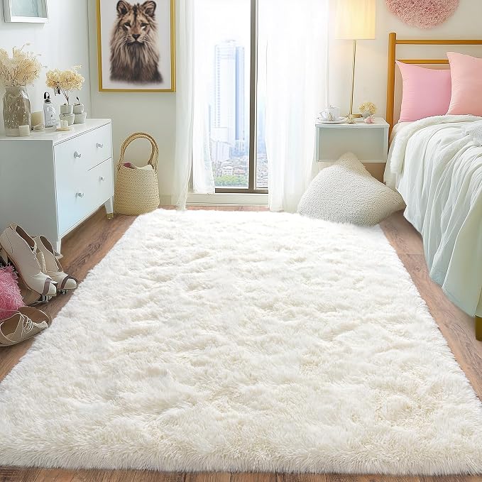 Pionblank Fluffy Area Rug for Bedroom 4x6 Feet, Indoor Plush Carpet, Shag Soft by PIONBLANK