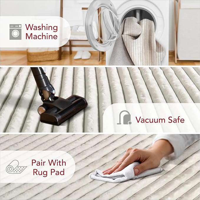 Nuloom SuperiorWash Collection Kai Off-White, Fluffy and Cozy, High Traffic - Image 5