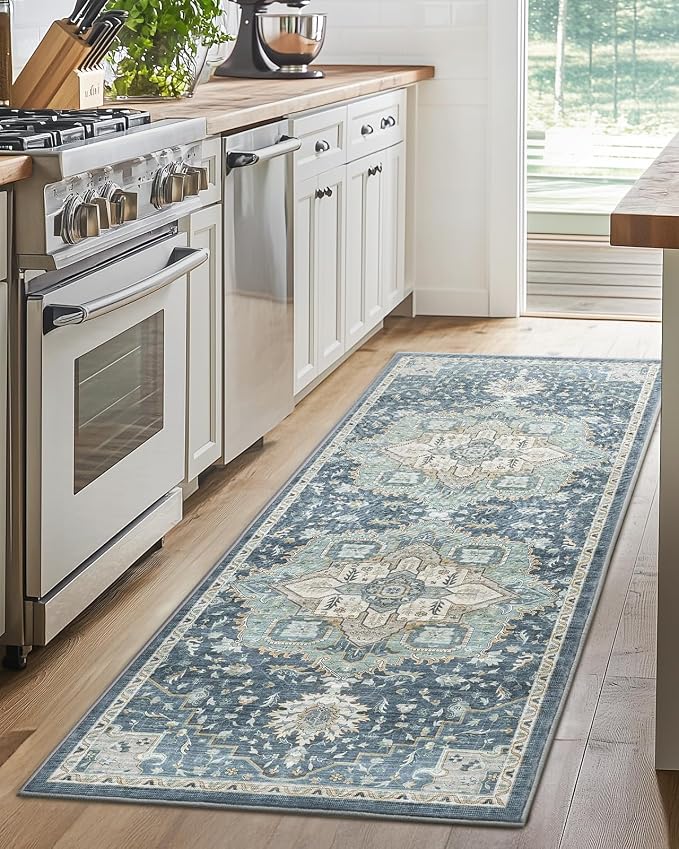 AMADA HOMEFURNISHING 2x6 Washable Runner Rug, Low-Profile Kitchen Rugs - Image 2