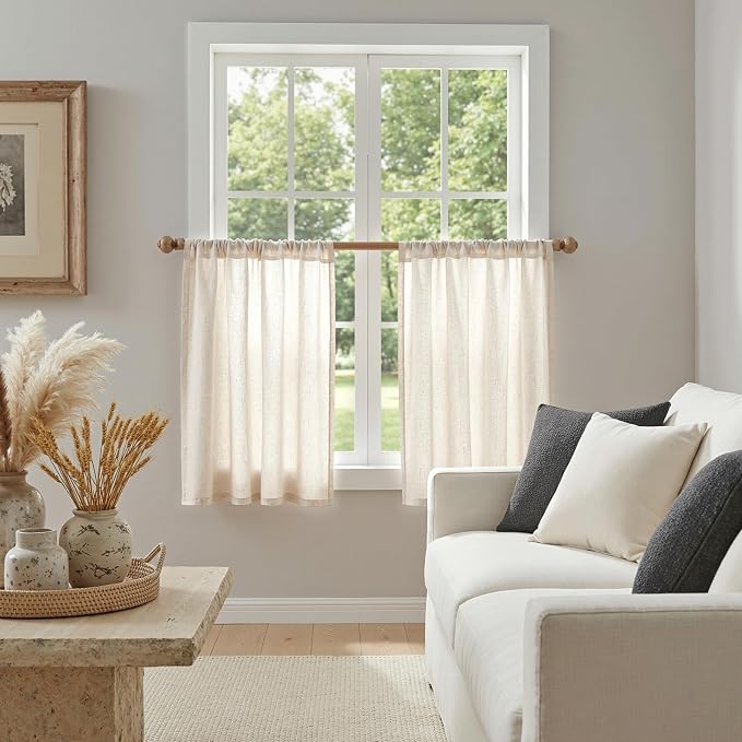 MYSKY HOME Natural Linen Curtains 30 Inches Long by MYSKYHOME