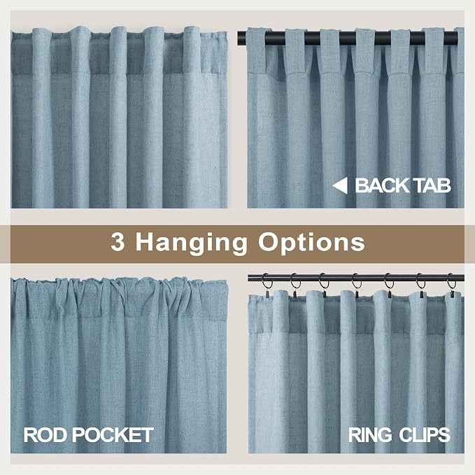Pitalk Living Room Extra Wide 60 Inch Curtains 2 Panels Back Tab Pocket Light - Image 5