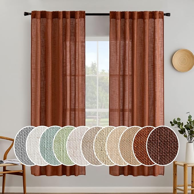 MIULEE Burnt Orange Curtains 72 Inch Length by MIULEE