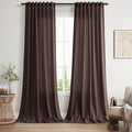 Linen Curtains Semi Sheer Coffee Brown 96 Inches Long 2 Panels Set by Nanspring