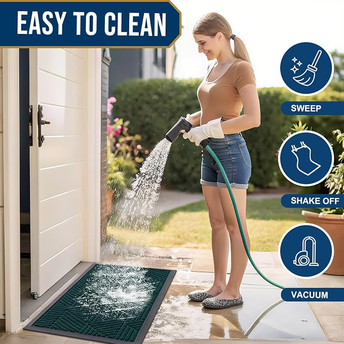 Smiry Front Door Mat Outside Entrance, Heavy Duty Sturdy Natural Rubber Doormat - Image 6