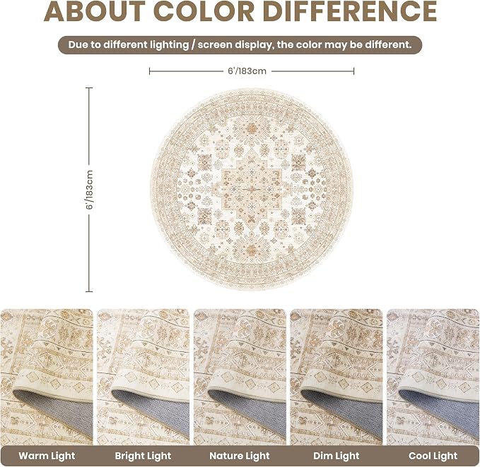 zesthome Washable Round Area Rugs - Image 2