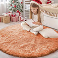 OLANLY Muted Orange Round Rugs for Bedroom by OLANLY