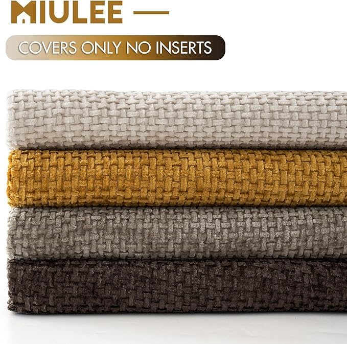 MIULEE Pack of 4 Couch Throw Pillow Covers 16x16 Inch Neutral Gold/Brown Soft - Image 6