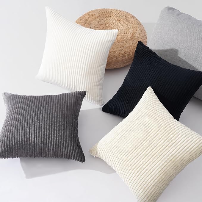 Topfinel Black and White Decorative Throw Pillow Covers, Soft Velvet Modern - Image 3