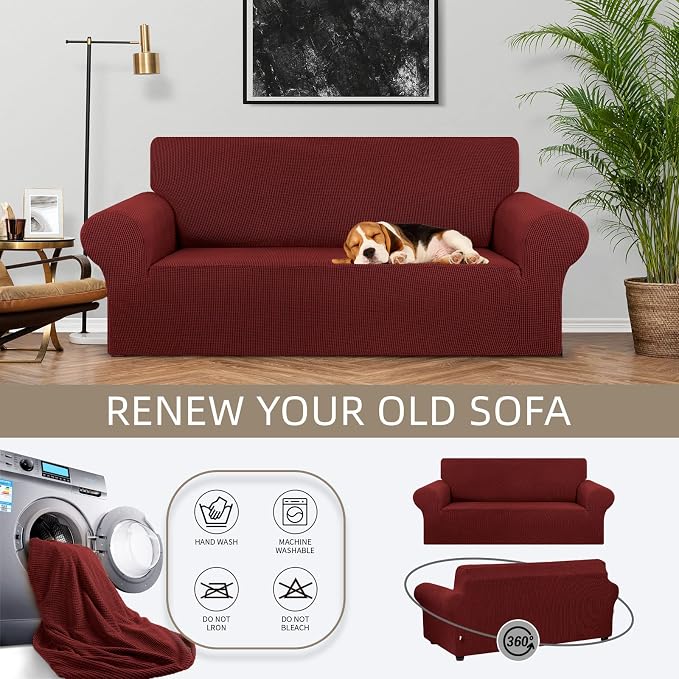 KEKUOU Stretch Loveseat Sofa Cover Slipcover, Couch Covers - Image 3