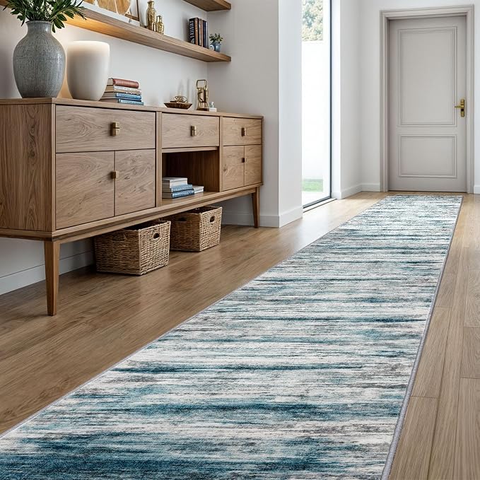 KOZYFLY Modern Abstract Hallway Runner Rug, 2.6x20 Washable Rug Runner Non-Slip - Image 7