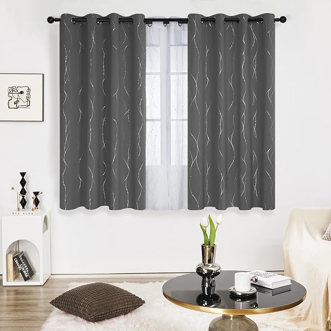 Deconovo Blackout Curtains, Thermal Insulated Noise‑Reducing Drape, Wave Line - Image 2