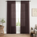 Coffee Brown Linen Curtains 84 Inch Length 2 Panels by Nanspring