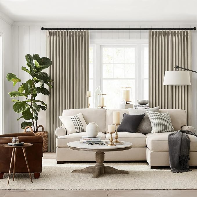 Topfinel 105 Inch Curtains 2 Panels Set, Two Packs Pinch Pleat Back Tab Linen - Image 8