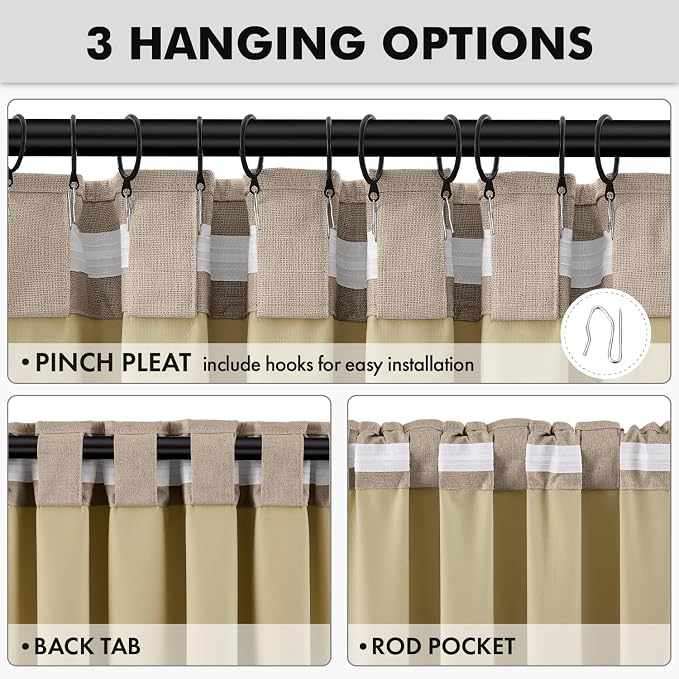 MIULEE 100% Blackout Linen Curtains 42 x 84 Inch Copper Brown 2 Panels | - Image 5