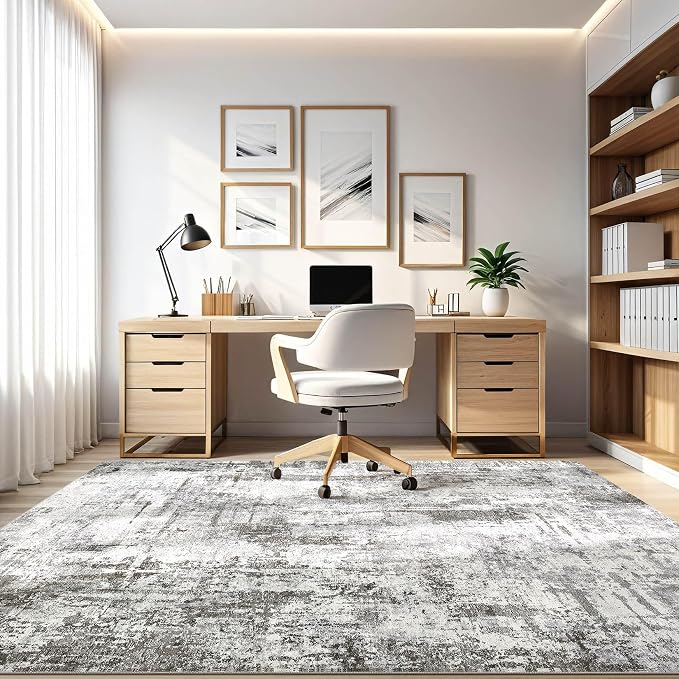LOONGRUG 6x8 Area Rug Washable Neutral Modern Living Room Rugs Grey Black | - Image 8