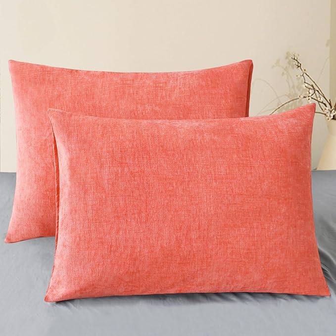 CaliTime Throw Pillow Covers Decorative 20 X 26 Inches Pack of 2 Cozy Chenille by CaliTime