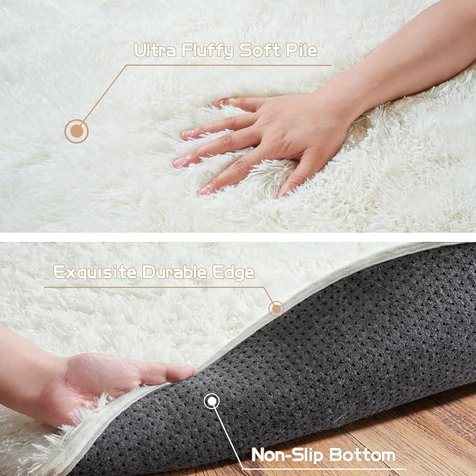 Pionblank Fluffy Oval Rug for Bedroom 2.6x5.3, Shag Throw Rugs for Bedside - Image 6