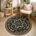 Black Boho 4ft Round Small Rugs by HazoHaus