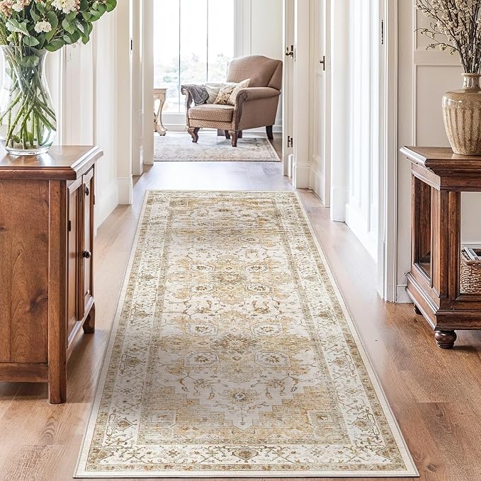 AMADA HOMEFURNISHING 2'6"x8' Washable Area Rug, Low-Profile Entryway Rug - Image 4