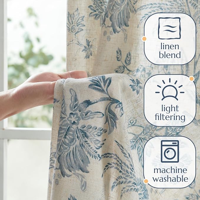 jinchan Linen Floral Curtains for Living Room - Image 4