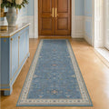 Blue Boho 2'6''x8' Wide Hallway Runner Rug by HazoHaus