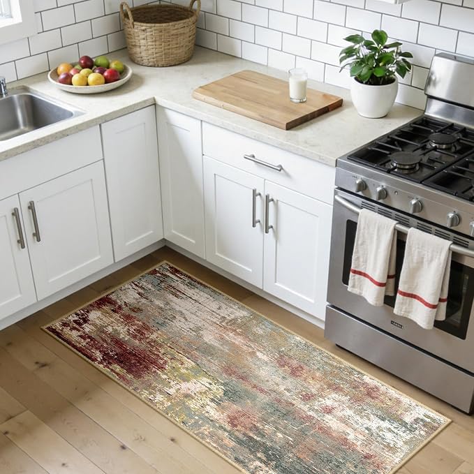 Washable Area Rugs 2'x5' Non-Slip Modern Abstract Soft - Image 3