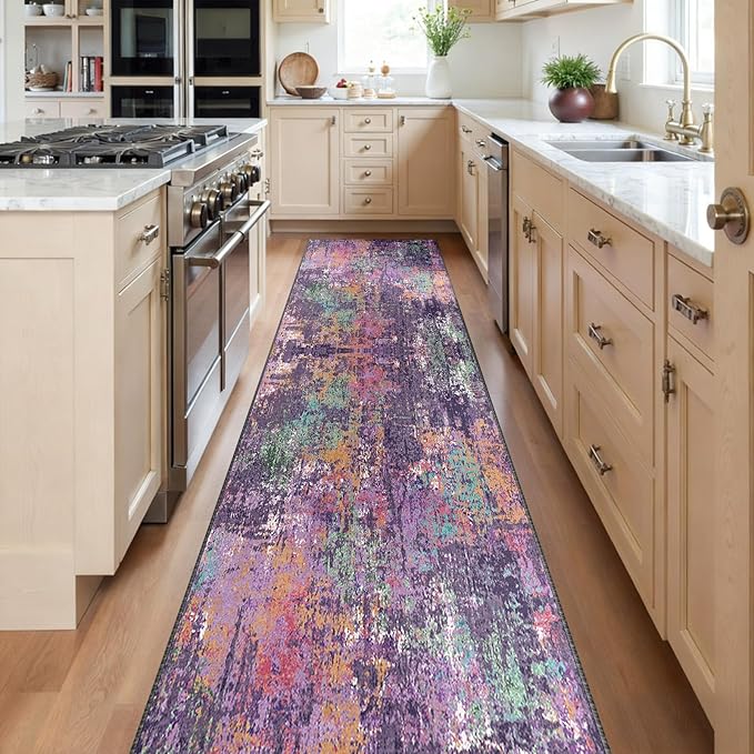 Washable Area Rugs 2'x8' Non-Slip Modern Abstract Soft - Image 2