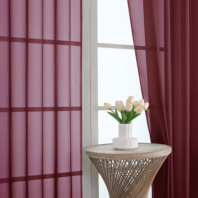 OVZME Burgundy Bedroom Curtains 96 Length - Image 3