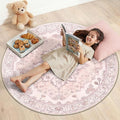 Area Rugs 4ft Washable Non-Slip, Floral Vintage Distress Print Pattern by RELEANY