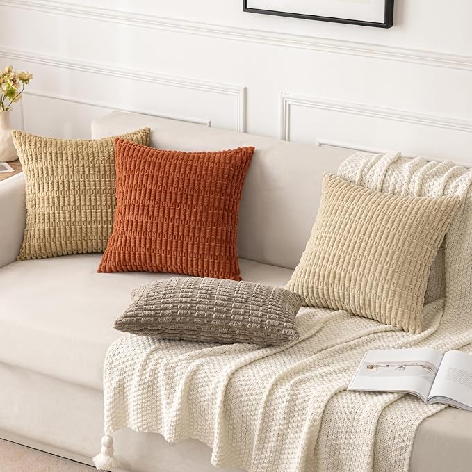 MIULEE Pack of 2 Corduroy Decorative Throw Pillow Covers 20x20 Inch Soft Boho - Image 4