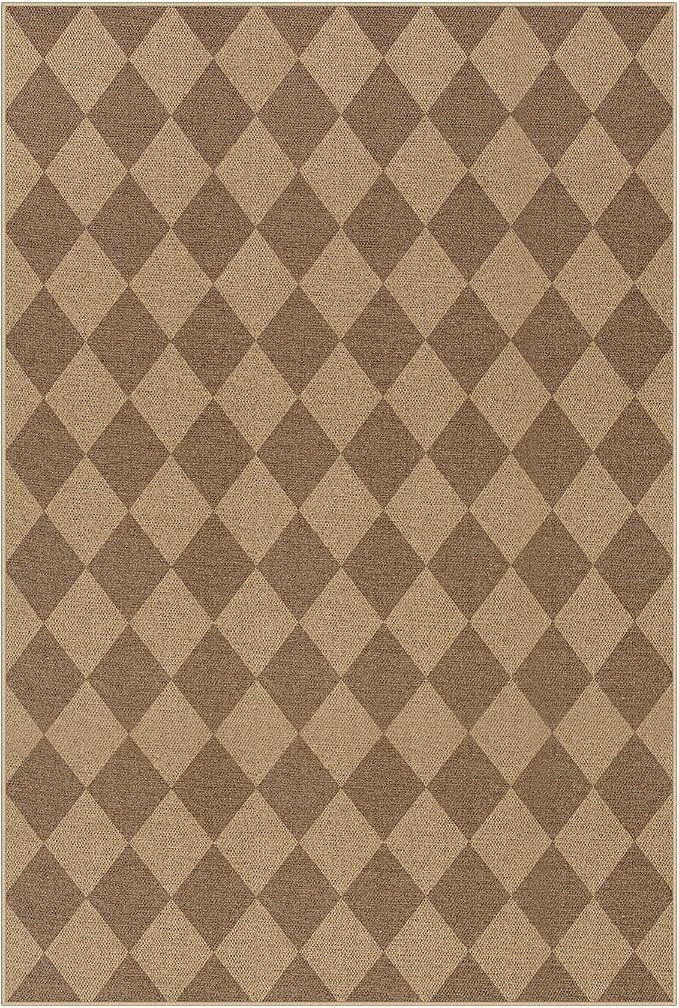 Lahome Colette Checkered Easy Jute 6x9 Rug, Large Rugs - Image 7