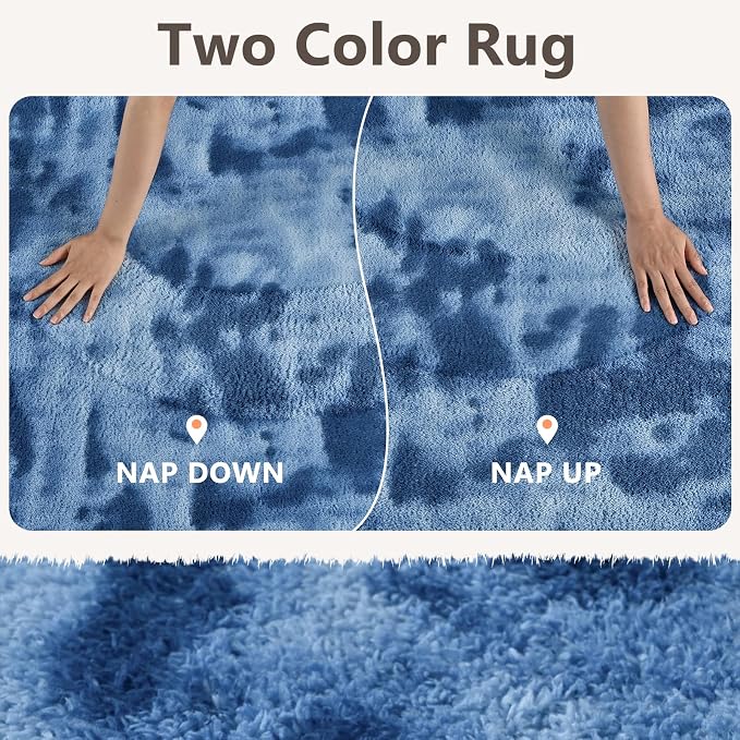 3x5 Tie-dye Dark Teal Area Rug Washable Non-Slip Soft - Image 9