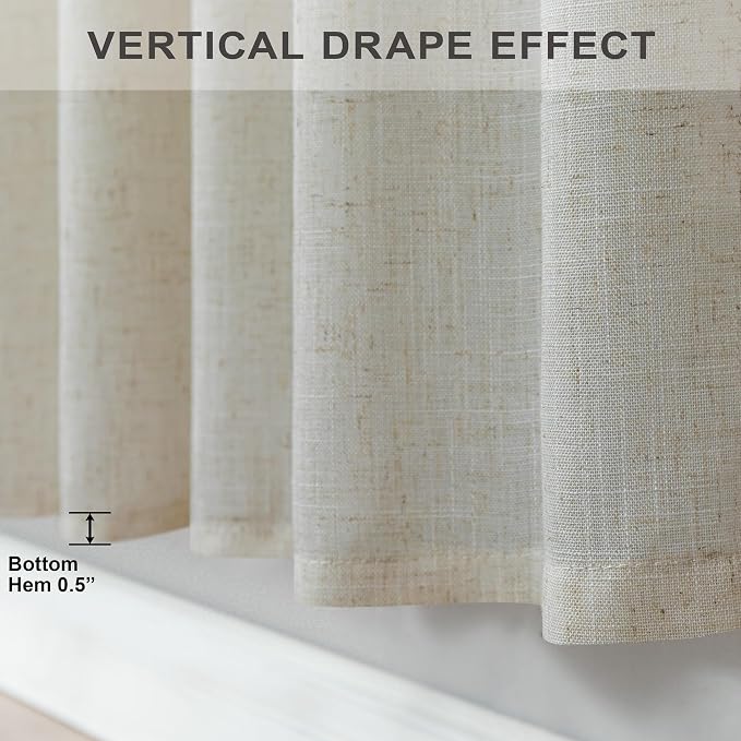 Beige Linen Curtains 38 Inch Width - Image 6