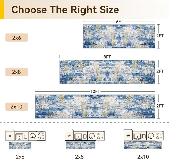 Washable Area Rugs 2'x10' Non-Slip Modern Abstract Soft - Image 2
