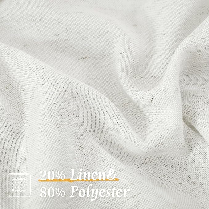 LAMIT Ivory White Linen Curtains 45 Inches Long - Image 2