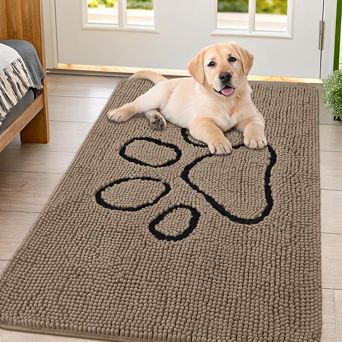 Smiry Dog Door Mat for Muddy Paws, Absorbent Dirt Trapper Non Slip Quick Dry by Smiry